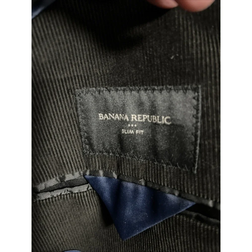 Banana Republic Mens Corduroy Blazer 44R Slim Fit Black Sport Coat Preppy Casual